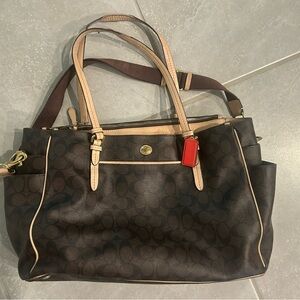 Coach Brown and Tan Shoulder Bag